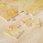 Het gele veermasker op bloemmotief legpuzzel (Zijkant)