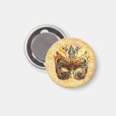 Het gele veermasker op bloemmotief magneet (Voorkant / Achterkant)