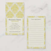 Het gele Visitekaartje van de Benoeming van het Afsprakenkaartje (Voorkant / Achterkant)