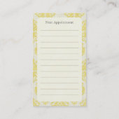 Het gele Visitekaartje van de Benoeming van het Afsprakenkaartje (Achterkant)
