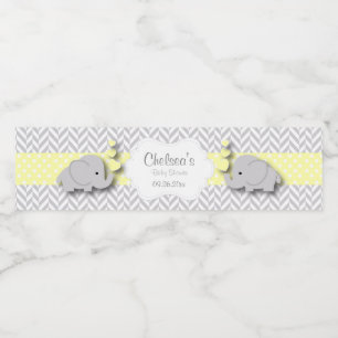 Het gele, Witte Grijze Baby shower van de Olifant Waterfles Etiket