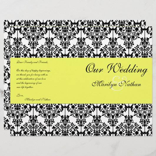 Het Gele, Zwarte, en Witte Programma van de Weddin (Voorkant / Achterkant)