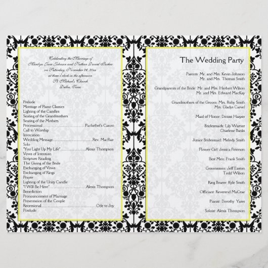 Het Gele, Zwarte, en Witte Programma van de Weddin (Achterkant)