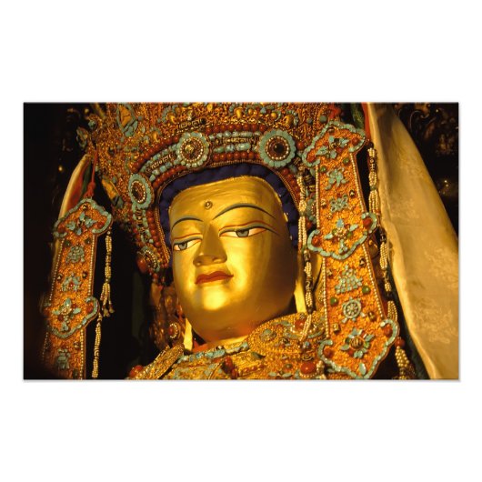 Het gelede Jowo Buddha-standbeeld, Jokhang Temple, Foto Afdruk (Voorkant)