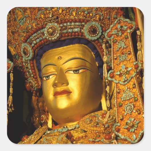 Het gelede Jowo Buddha-standbeeld, Jokhang Temple, Vierkante Sticker (Voorkant)