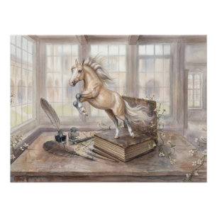 Het Geleerde Paard dat uit een Boek Springt Perfect Poster