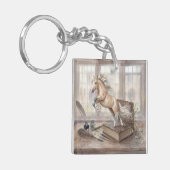 Het Geleerde Paard dat uit een Boek Springt Sleutelhanger (Voorkant Links)