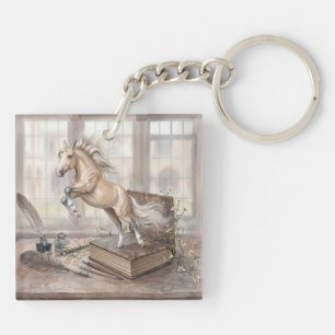 Het Geleerde Paard dat uit een Boek Springt Sleutelhanger