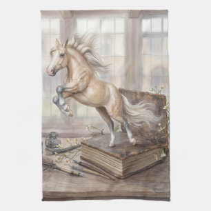 Het Geleerde Paard dat uit een Boek Springt Theedoek