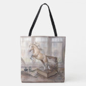 Het Geleerde Paard dat uit een Boek Springt Tote Bag (Voorkant)