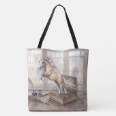 Het Geleerde Paard dat uit een Boek Springt Tote Bag (Achterkant)