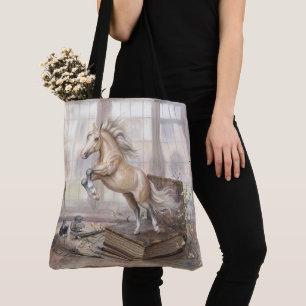 Het Geleerde Paard dat uit een Boek Springt Tote Bag