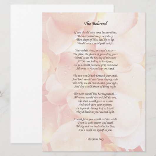 Het geliefde huwelijksgedicht / kaart (Voorkant / Achterkant)