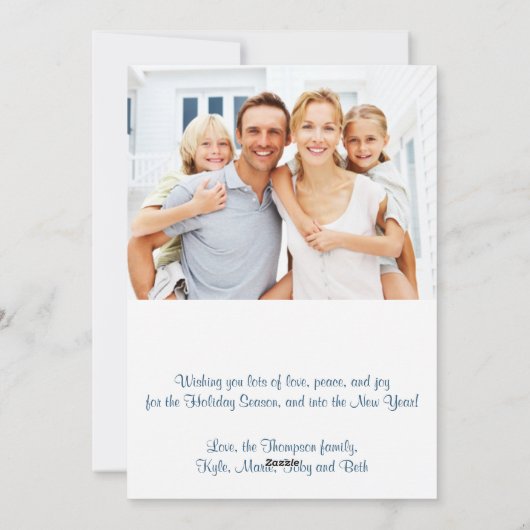 Het geloof, Hoop, houdt van de Blauwe, Gouden Feestdagenkaart (Achterkant)