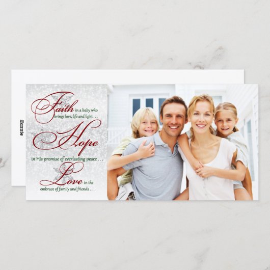 Het geloof, Hoop, houdt van Zilveren Kerstmis Feestdagenkaart (Voorkant / Achterkant)