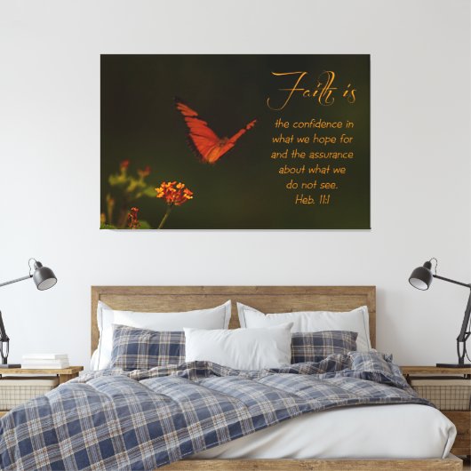 Het geloof is... Inspirerend Manuscript Canvas Afdruk (Insitu (Slaapkamer))