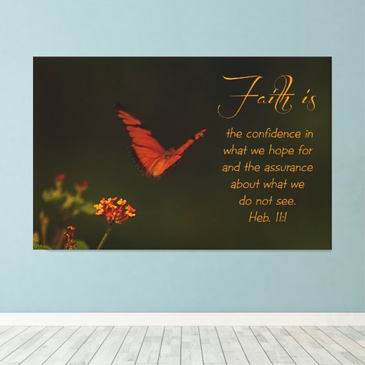 Het geloof is... Inspirerend Manuscript Canvas Afdruk (Insitu (Houten vloer))