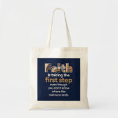 "Het geloof neemt de eerste stap..." Grafisch (1.W Tote Bag (Voorkant)