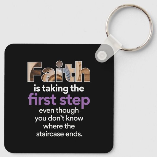 "Het geloof neemt de eerste stap..." Grafisch (3,W Sleutelhanger (Achterkant)