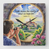 Het geloof show de realiteit van wat we hopen vierkante klok (Voorkant)