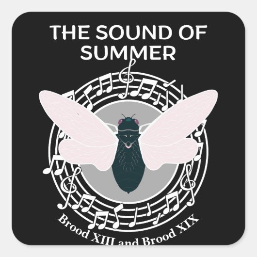 Het geluid van de zomer Cicada Brood Vierkante Sticker (Voorkant)