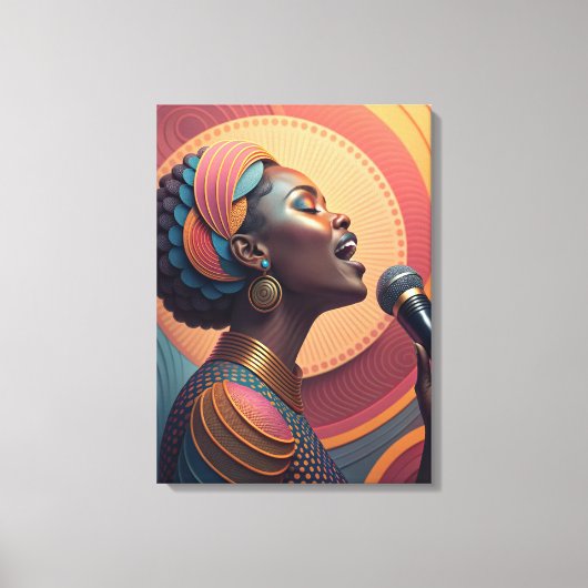 Het geluid van kleuren Abstract zingende vrouw  Canvas Afdruk (Voorkant)