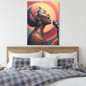 Het geluid van kleuren Abstract zingende vrouw  Canvas Afdruk (Insitu (Slaapkamer))