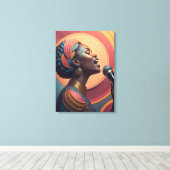 Het geluid van kleuren Abstract zingende vrouw  Canvas Afdruk (Insitu (Houten vloer))