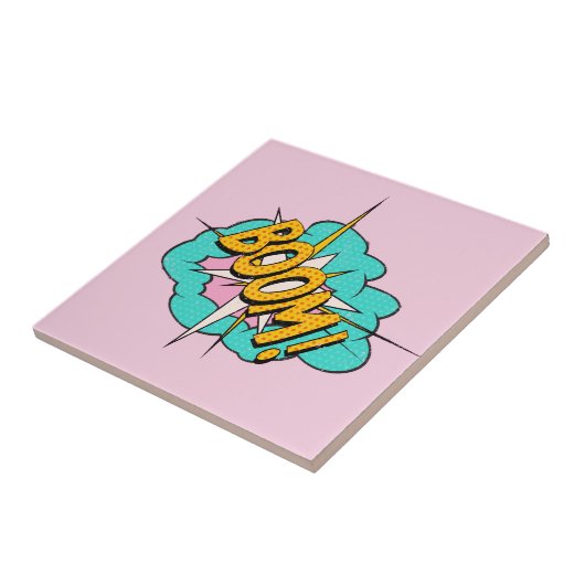 Het geluidseffect van een stripboek: Boom! actiebe Tegeltje (Zijkant)