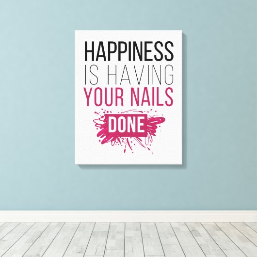 Het geluk van de klap laat je nagels doen. canvas afdruk (Insitu (Houten vloer))
