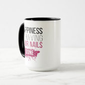 Het geluk van de klap laat je nagels doen. mok (Voorkant links)