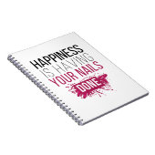 Het geluk van de klap laat je nagels doen. notitieboek (Rechterzijde)