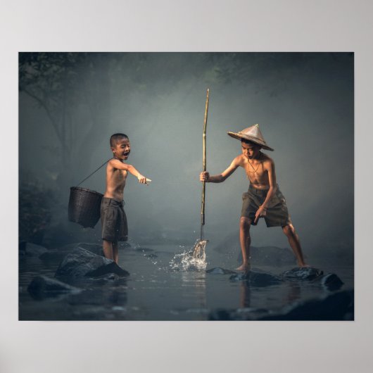 Het geluk van kinderen in de traditionele aziatisc poster (Voorkant)