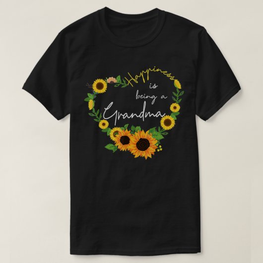 Het geluk van vrouwen is een oma-zonnebloem. t-shirt (Design voorkant)