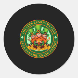 Het geluk zit in mijn clan Ryan St Patrick's Day L Ronde Sticker
