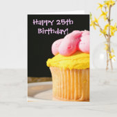 Het gelukkige 25ste wenskaart van Cupcake van de Kaart (Gele Bloem)