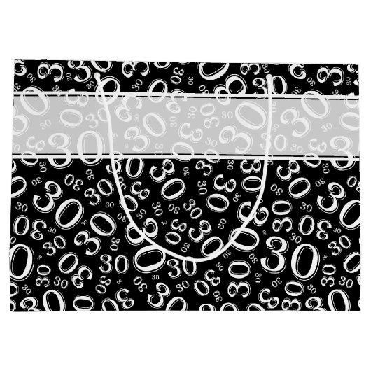 Het gelukkige 30ste Zwart-witte Patroon van de Groot Cadeauzakje (Achterkant)