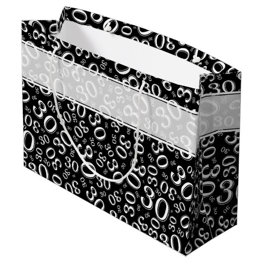 Het gelukkige 30ste Zwart-witte Patroon van de Groot Cadeauzakje (Achterkant Gekanteld)