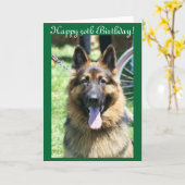 Het gelukkige 50ste wenskaart van de Duitse herder Kaart (Gele Bloem)