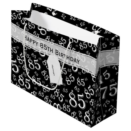 Het gelukkige 85ste Zwart-witte Thema van de Groot Cadeauzakje (Voorkant Gekanteld)