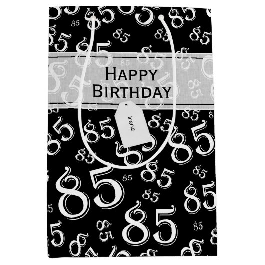 Het gelukkige 85ste Zwart-witte Thema van de Medium Cadeauzakje (Voorkant)