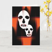 Het gelukkige Black Sinaasappel van Halloween o Kaart (Gele Bloem)