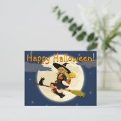 Het gelukkige Briefkaart van de Heks van Halloween (Staand voorkant)