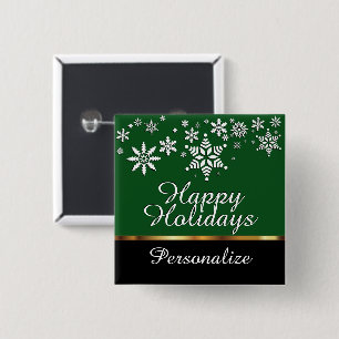 Het gelukkige Donkergroene Vakantie van Kerstmis - Vierkante Button 5,1 Cm