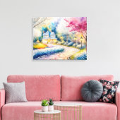 Het gelukkige dorp canvas afdruk (Insitu (Woonkamer))