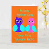 Het gelukkige Eerste Paar van de Uil van het Kaart (Gele Bloem)