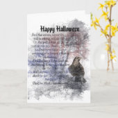 Het gelukkige Gedicht van de Raaf van Halloween Kaart (Gele Bloem)