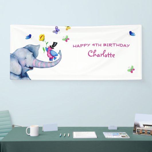 Het gelukkige gezicht van de olifant spandoek (Beurs)