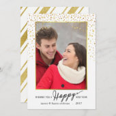 Het gelukkige Goud van het Nieuwjaar schittert de Feestdagenkaart (Voorkant / Achterkant)