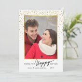 Het gelukkige Goud van het Nieuwjaar schittert de Feestdagenkaart (Staand voorkant)